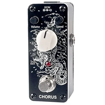 Imagen de Sondery Chorus Pedal efecto de guitarra, True Bypass, tamaño mini con diseño artístico sobre carcasa rígida aluminio y corte diamante a lo largo del borde, Art Series