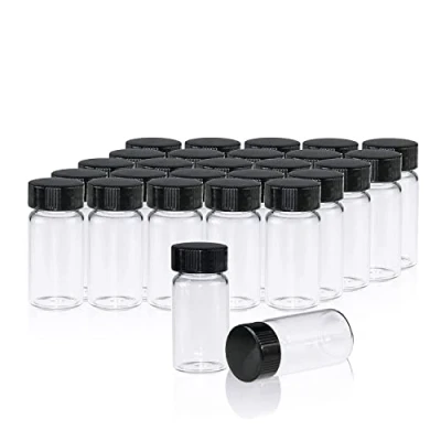 Imagen de ALWSCI 20 Piezas 20ml Viales de Vidrio Transparente, Muestra Botellas con Tapón Rosca PE Liner Contenedores, Laboratorio Muestreo Líquidos