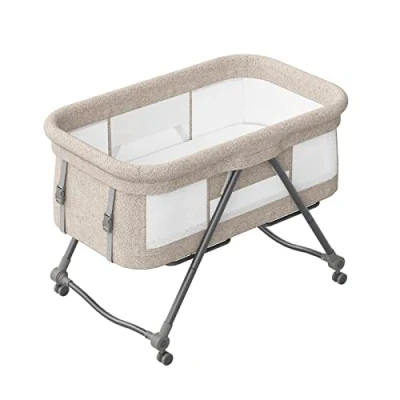 Imagen de UBRAVOO Grab and go Cuna de Viaje para Bebe Plegable con Colchon y Ruedas Mecedora Transformable, Bravo Basic, Gris