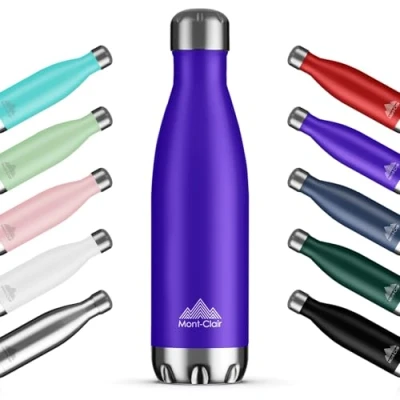 Imagen de Mont Clair H2O Botella agua Acero Inoxidable Termica sin BPA, 12h de Bebida Caliente y 24h Fría, Termo con pared Doble Aislamiento, Isotermica 1L Morado