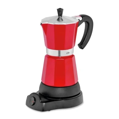 Imagen de Cilio Classico Cafetera eléctrica de estilo italiano (6 tazas), color rojo