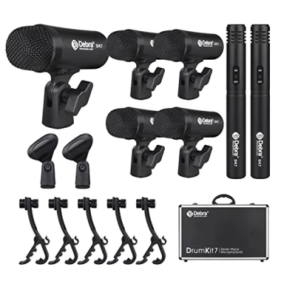 Imagen de D Debra DK7 Pro Kit de 7 micrófonos con Cable para batería (Incluye micrófonos, Clip micrófono, Opciones Bateristas, cajoneras, Rack/Floor TOMS, Congas y Cymbals