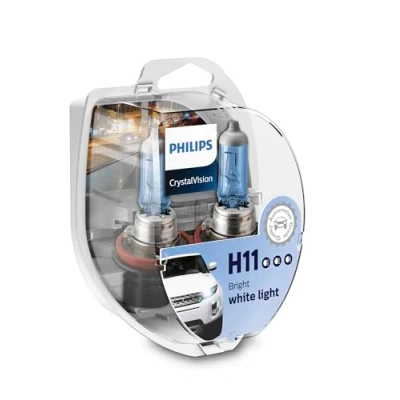 Imagen de Philips Lámpara de faro CrystalVision 12362 CVSM para coche H11, 55 W, halógena, luz antiniebla, 4300 K, Hg (mercurio)