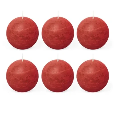 Imagen de Spaas Rojo 6 Velas rústicas sin Perfume de 80 mm, ± 24 Horas, Color, Cera parafina, 8 cm,