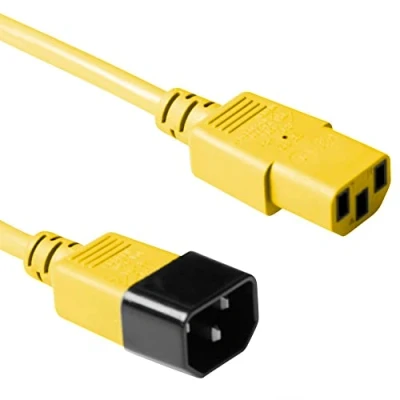 Imagen de ACT Cable IEC de 1,8 m, C13 a C14 Extensión IEC, Clavija Toma 3 Clavijas AK5118 Amarillo
