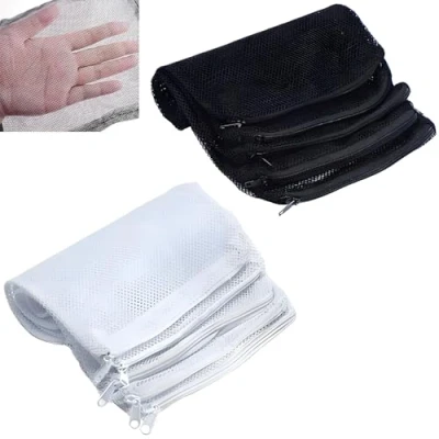 Imagen de CESFONJER 20 Piezas Bolsas de Malla para Filtro Acuario con Cremallera, Sistemas Filtro, Bolsa Nailon Estanque jardín o Acuario, 15 x cm, Blanco y Negro