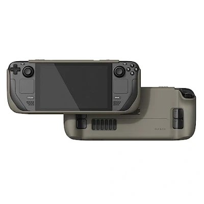 Imagen de Skull &amp; Co. GripCase SD for Steam Deck and OLED: A Soft Protective Case with Textured Grips Full Protection Stand, Shock Absorption Non Slip Anti Scratch Cover Design Coyote Gray