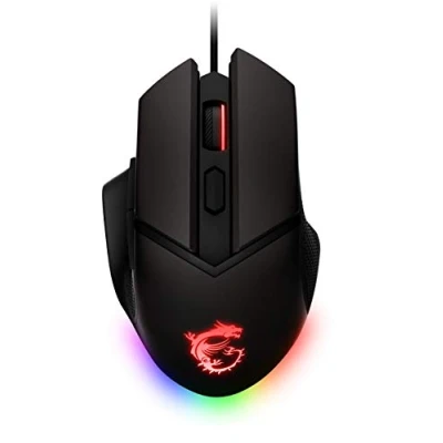 Imagen de MSI CLUTCH GM20 ELITE Gaming Mouse Sensor Óptico 6400 DPI. Interruptores OMRON 20M+ Clics, 6 Botones, Sistema de Peso Ajustable, Latencia 1ms, RGB Mystic Light, 98 109g Ratón Cableado
