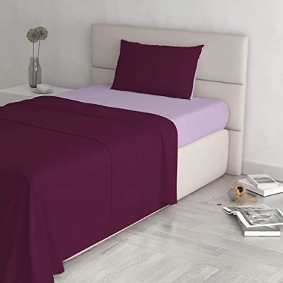 Imagen de Italian Bed Linen Juego de sábanas Color Natural (Hoja Plana 180x300, Plancha instalada 120x200cm+Funda Almohada 52x82cm), Gasolina Petroleo/Verde Botella, ROYAL/AZUL CLARO, pequeño doble