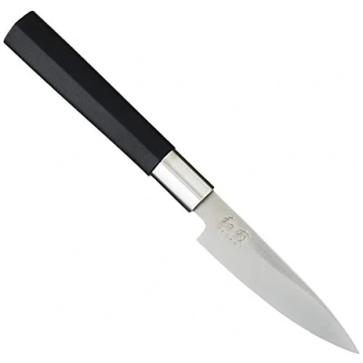 Imagen de KAI Wasabi Black Cuchillo multiusos con hoja de 10,0 cm Acero inoxidable 6A/1K6 pulido 58 (±1) HRC Mango polipropileno negro universal Hecho en Japón