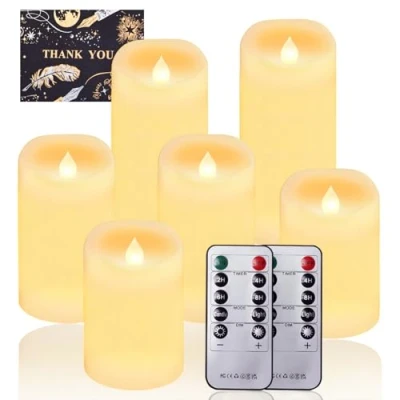 Imagen de UCAMP Velas LED Recargables,Juego de 6 té LED,Velas Eléctricas con Luz Parpadeante,Velas Artificiales Realistas a Pilas,para Bodas,Fiestas,Festivales,Decoraciones Navidad