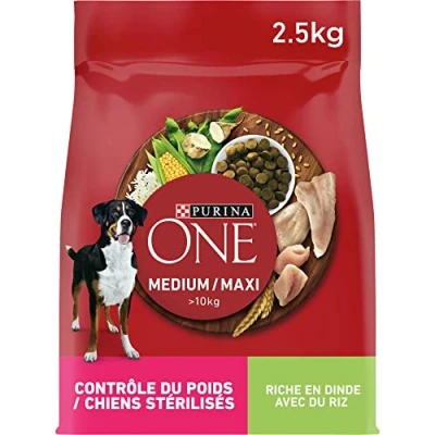 Imagen de PURINA ONE Medium/Maxi &gt;10kg Control de Peso Esterilizados Perros Croquetas Ricas en Pavo para Adultos Bolsa 2,5 Kg