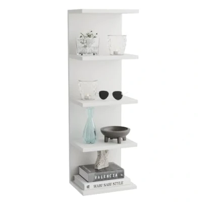 Imagen de ComfortCove Estante de Pared, Librería para la Unidad Montada en Unidades estantes, Estantes Flotantes, Librero, Dormitorio, Sala Estar, Cocina, 5 Blanco