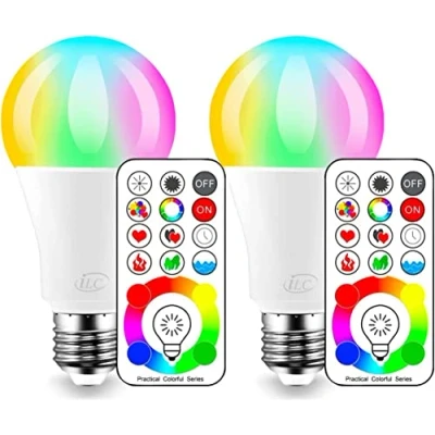 Imagen de iLC Bombillas colores RGBW LED Bombilla Cambio de Color Edison RGB 120 Regulable 10 vatios E26 (Pack 2)