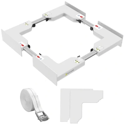 Imagen de NIUXX Kit apilar Lavadora y Secadora, Apilado Universal, Accesorios para con Cuerda de Trinquete, tamaño ajustable (46 66 cm) Blanco