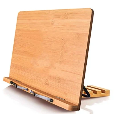 Imagen de wishacc soporte para libros XL de tamaño grande 15.4 x 11 pulgadas, plegable ajustable cocina, recibo, texto, tabletas, música, documentos