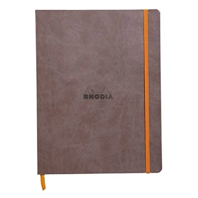 Imagen de RHODIA 117503C Cahier Souple Chocolat 19x25 cm Ligné 160 pages Papier Clairefontaine Ivoire 90 g/m² Marque Page, Fermeture Élastique Couverture Simili Cuir Collection Rhodiarama