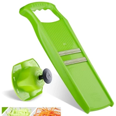 Imagen de Börner Roko PowerLine Set de Cortador verduras (2 piezas) tiras finas para frutas y + soporte en juliana Rallador (Naranja)