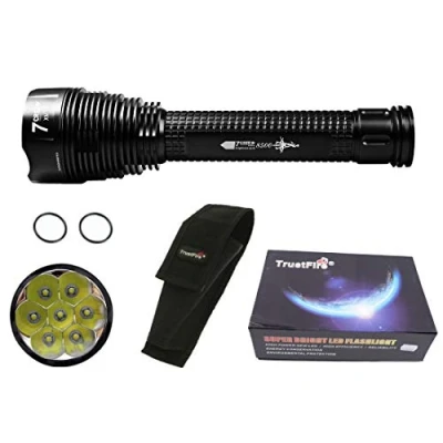 Imagen de Linterna profesional Trustfire J18, con 7 Led tamaño CREE XML T6 8500 lumenes / 1 Modo/Uso 2 o 3 baterías. Aguardos, vigilancia, gran alcance (A y funda)