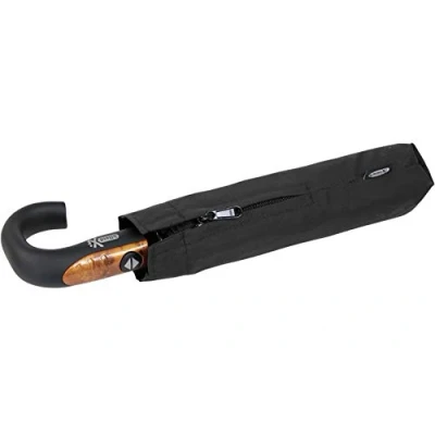 Imagen de iX brella Paraguas de bolsillo para hombre con mango redondo automático, Madera negro, 95 cm, XXL
