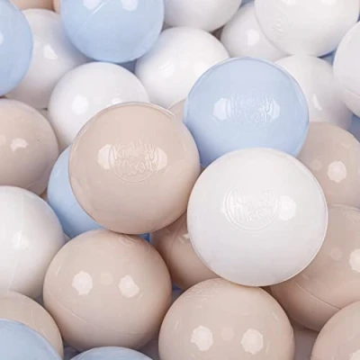 Imagen de KiddyMoon 200 ∅ 7Cm Bolas Colores De Plástico para Piscina Niños, Beigepas/Azulpas/Blanco