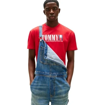 Imagen de Tommy Jeans Camiseta de Manga Corta Hombre Flag tee Regular Fit, Rojo (Sapphire Red), L