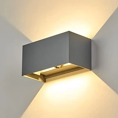 Imagen de Dr.lazy 20W LED Lámpara de Pared exterior Interior impermeable IP65, Apliques Moderno, Ajustable Aluminio para Entrada Jardines Balcones Pasillo (Gris/Blanco cálido)