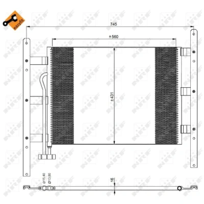 Imagen de NRF EASY FIT 35329 Condensador con junta tórica 15,4mm 13,8mm Aluminio 560mm