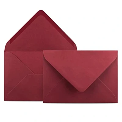 Imagen de Colours 4 you sobres DIN C6, 11,4 x 16,2 cm, 120 g/m², adhesivo húmedo, solapa puntiaguda, sin ventana, 100 unidades, color rojo oscuro