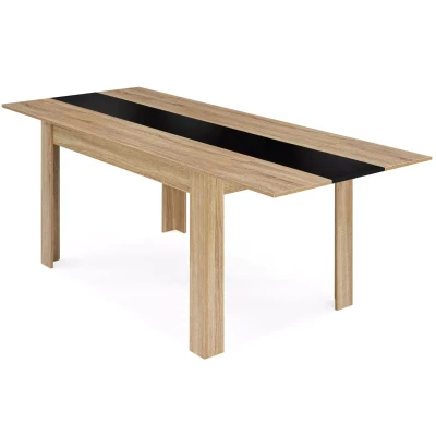 Imagen de IDMarket Mesa de comedor extensible rectangular Georgia 6 10 personas imitación haya y negro 140 220 x 90 cm