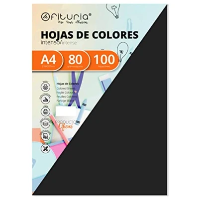 Imagen de Pack 100 Hojas Color Negro Tamaño A4 80g