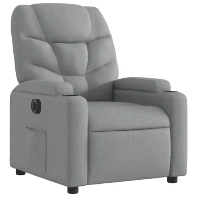 Imagen de vidaXL Sillón Reclinable Eléctrico, Silla con Respaldo Reposabrazos, Orejero Ajustable, Asiento para Personas Mayores, Tela Gris Claro