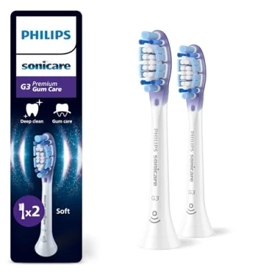 Imagen de Philips Sonicare G3 Premium Gum Car, cabezales de cepillo dental repuesto originales, blanco, paquete 2, HX9052/87
