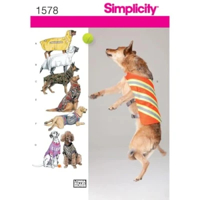 Imagen de Simplicity Simplcity Patrón de Costura 1578: Ropa Perro Gran tamaño, Talla OS, Papel, Blanco, OS (One Size)
