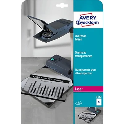 Imagen de Avery Zweckform Transparant A4 25 Sheets Laser (210x297 mm) Poliéster transparente 25hojas transparencia para impresión Película (Poliéster, Transparente, Laser, mm), 0,1 mm, hojas)