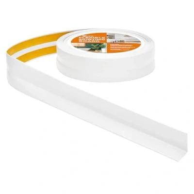 Imagen de Quest Rodapiés Flexible Autoadhesivo 30 mm x Rodapié Plegable para Cocina Baño Cinta de sellado Perfil PVC Estanco Decorativo 20 Metros Blanco
