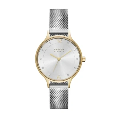Imagen de Skagen Anita Lille reloj para mujer, movimiento de cuarzo con correa acero o piel, tono plateado y dorado, 30MM