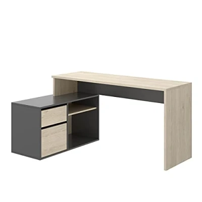 Imagen de DEKIT GRUPO RIMOBEL ROX MESA ESCRITORIO CON ALMACENAJE Y DOBLE MONTAJE 139x75 cm NATURAL / GRAFITO