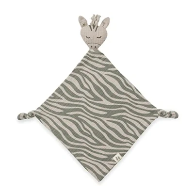 Imagen de hauck Cuddle N Play Manta de Seguridad Bebe, Trapito Apego Bebe Muselina Algodón, Doudou, Animal Peluche para Recien Nacidos, Lavable a 60 C, 25 x cm Zebra Sage