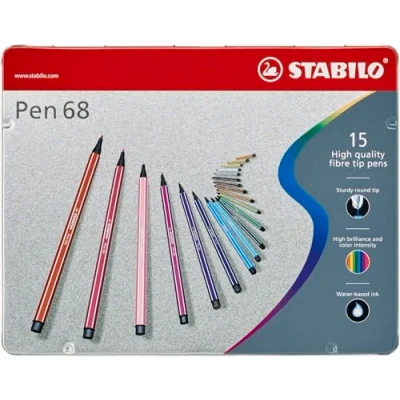 Imagen de STABILO Rotulador premium Pen 68 Estuche de metal con 15 colores
