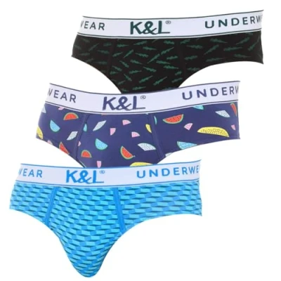 Imagen de Kisses&amp;Love Pack de 3 Slips Hombre Tejido Transpirable KL3007 Calzoncillos Slip Algodón Premium, para Hombre,