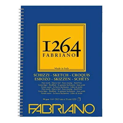 Imagen de Honsell 19100635 Fabriano Schizzi 1264 Bloc de dibujo con espiral longitudinal, 90 g/m², DIN A4, 120 hojas, color blanco marfil
