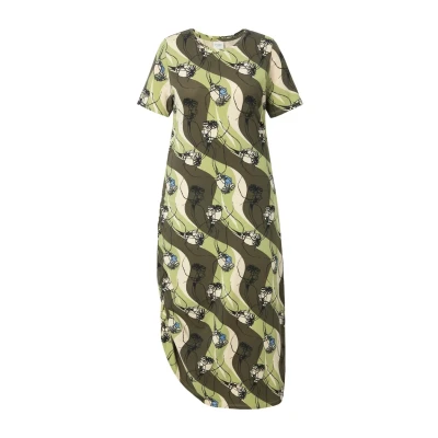 Imagen de Ulla Popken Jersey Maxidress with Seed Capsule Print Vestidos, Caqui, 48 50 Mujeres