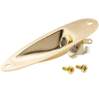 Imagen de Musiclily 6,35mm Barco Placa de Salida Jack Socket Plate para Guitarra Eléctrica tipo Strat, Dorado