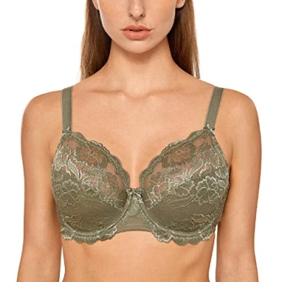 Imagen de DELIMIRA Sujetador Talla Grande con Relleno Aros Copas de Encaje para Mujer Camuflaje 85E