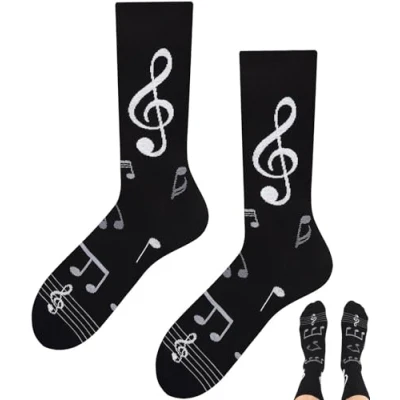 Imagen de TODO Colours Divertidos Calcetines con diseño Multicolor, colorido, loco para la alegría de vivir, notas musicales, 35 38