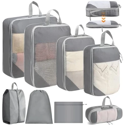 Imagen de Vautvis Organizador Maleta, Set De 8 Compression Packing Cubes, Bolsas Organizadoras Maleta Viaje, Equipaje, Mochila Viaje Para Ropa, Cosméticos