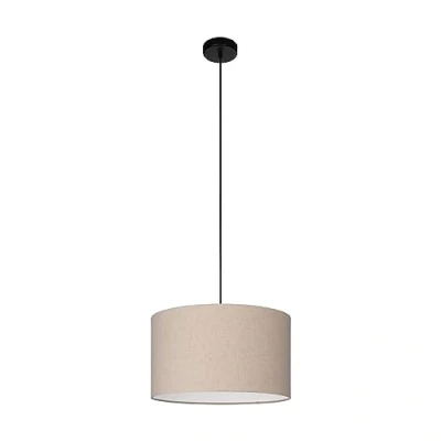 Imagen de EGLO Feniglia Lámpara colgante, adecuada para colocar encima de la mesa del comedor, fabricada en tejido lino color natural y metal negro, con portalámparas E27, Ø 38 cm