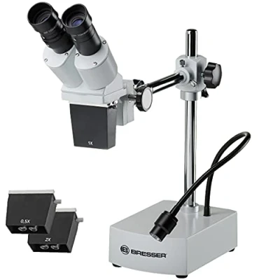 Imagen de Bresser Biorit ICD CS Microscopio estéreo (5 x 20x, 3 Lentes Intercambiables, LED y Distancia de Trabajo 230 mm)