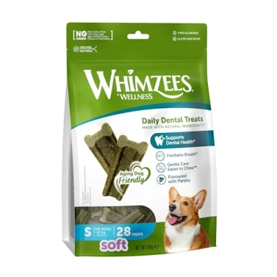 Imagen de WHIMZEES by Wellness Soft 28 Varillas para Masticar Perros pequeños, tamaño S, Textura Suave, Apto envejecidos, sin azúcar añadido, Cereales